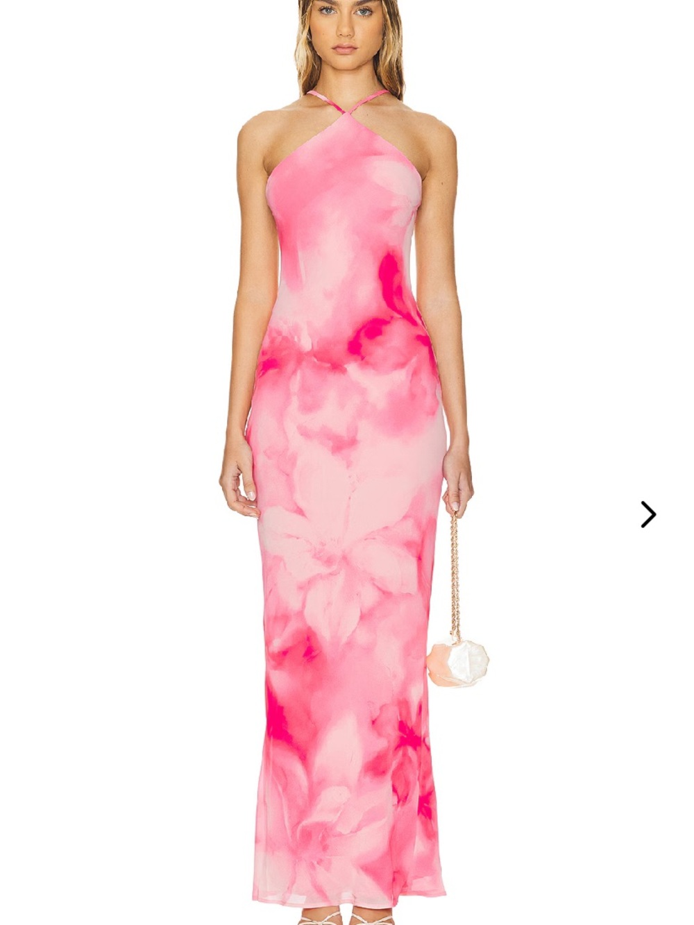 NWOT Lovers and Friends Pink Kima Gown Watercolor Halter Maxi Dress